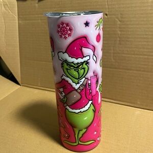 Pink Grinch Christmas Skinny Tumbler